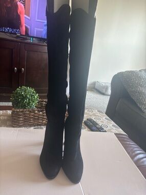 Ivanka Trump Black Over-the-Knee Suede Boots
